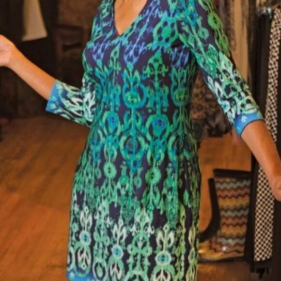 Donna Morgan NWOT Career formal Short Sleeve Sheath Dress Multicolor Print  Sz 6 - Picture 4 of 8